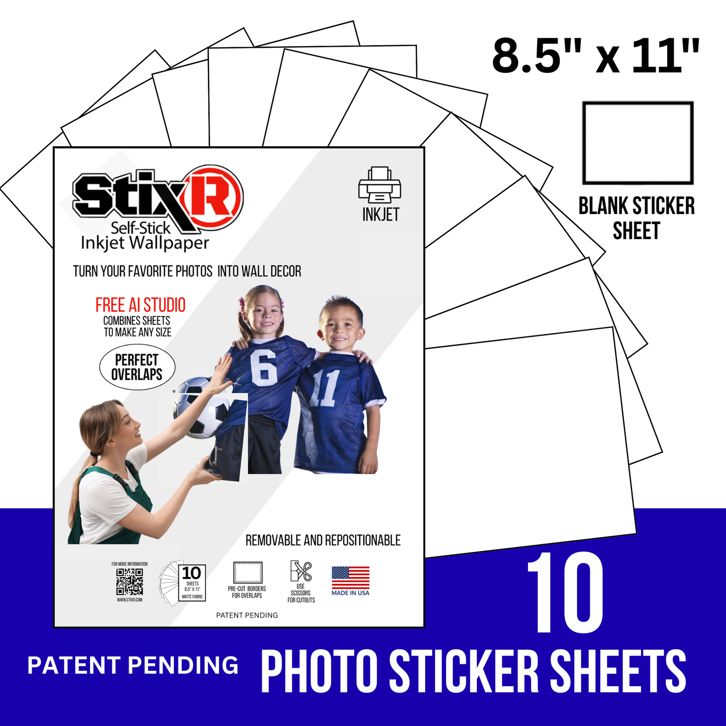 10 PACK 8.5" x 11" PHOTO STICKER StixR SHEETS / BLANK SHEETS
