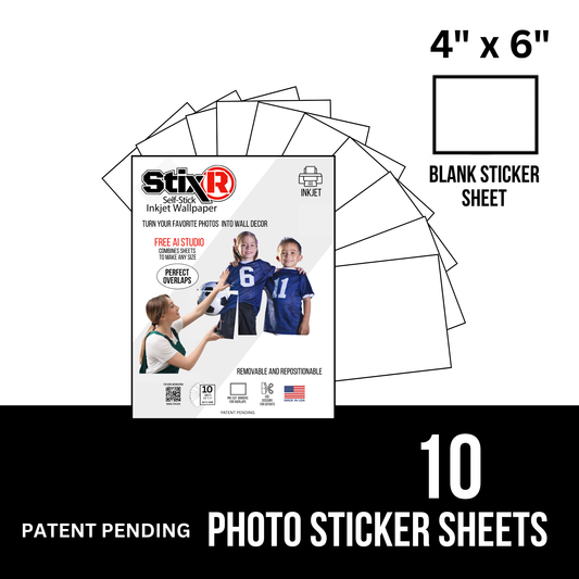 10 PACK         4" x 6"  PHOTO STICKER StixR SHEETS /  BLANK SHEETS